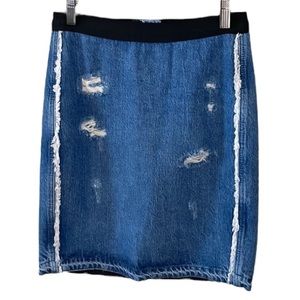 Sandro Distressed Denim Jean Skirt Size Small